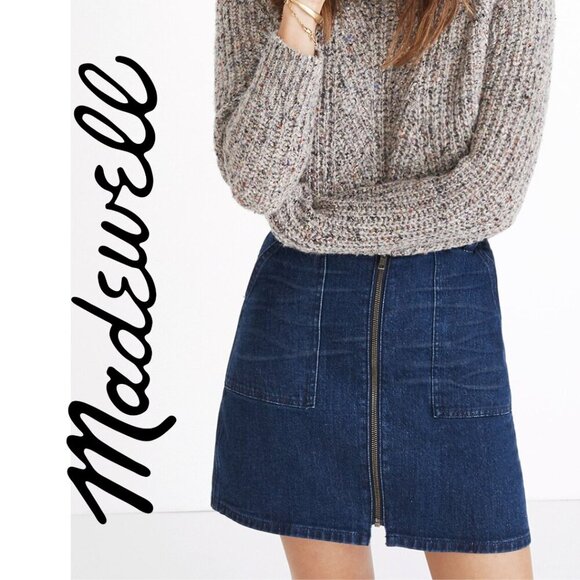 Madewell Dresses & Skirts - Madewell Women's Size 30 Zip-Front Dark Wash Denim Mini Skirt Utility Pockets